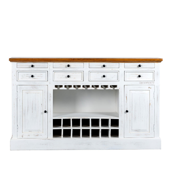 Iryna Wooden Drink Cabinet Bar Counter (White Distress) simple