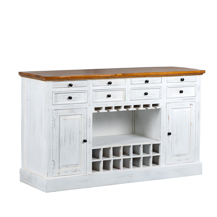 Iryna Wooden Drink Cabinet Bar Counter (White Distress) simple