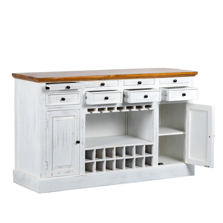 Iryna Wooden Drink Cabinet Bar Counter (White Distress) simple