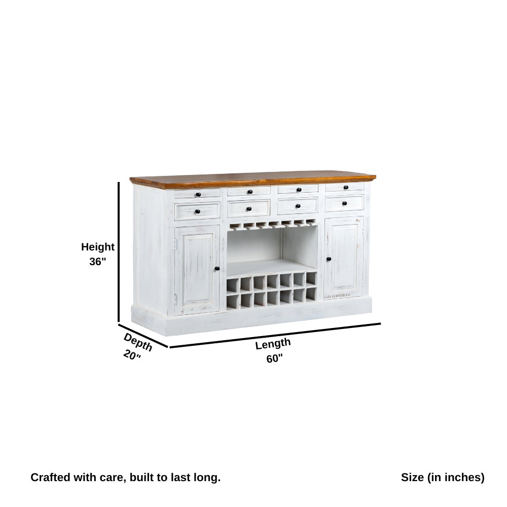 Iryna Wooden Drink Cabinet Bar Counter (White Distress) simple