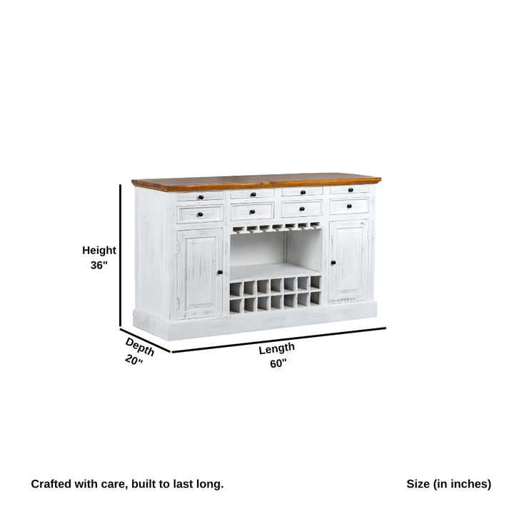 Iryna Wooden Drink Cabinet Bar Counter (White Distress) simple