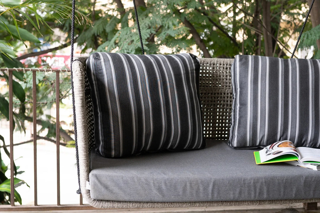 Apolinar Double Seater Hanging Swing Without Stand For Balcony, Garden Swing (Beige) Braided & Rope