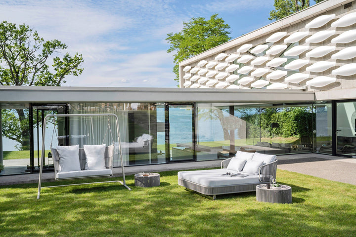 Inga Double Seater Hanging Swing With Stand For Balcony, Garden Swing (Grey) Braided & Rope