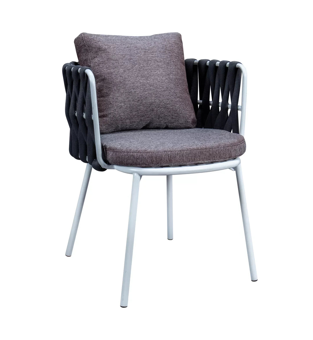 Stack Outdoor Patio Seating Set 4 Chairs and 1 Table Set (Black) Braided & Rope