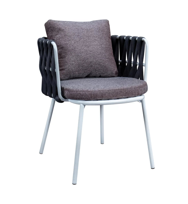 Stack Outdoor Patio Seating Set 4 Chairs and 1 Table Set (Black) Braided & Rope