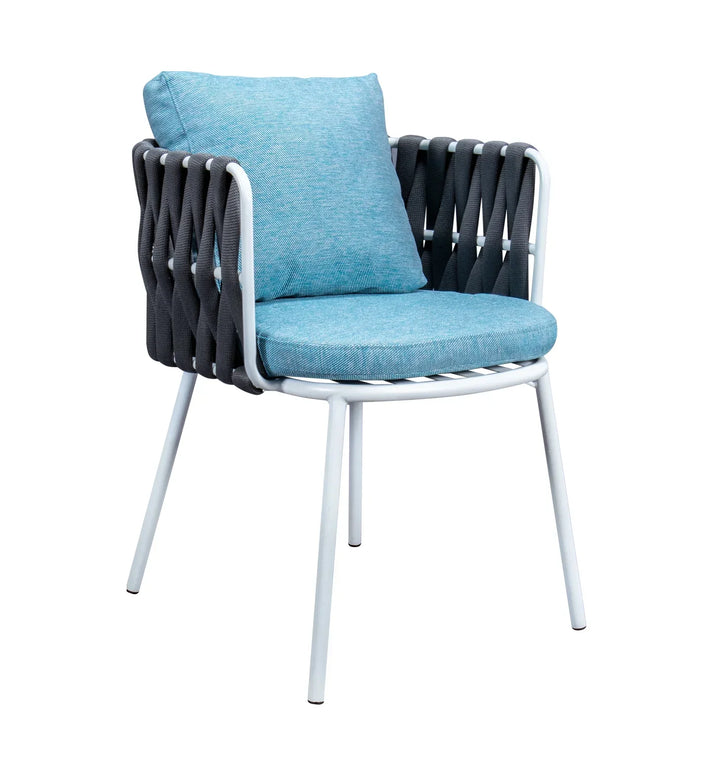 Aware Outdoor Patio Seating Set 4 Chairs and 1 Table Set (Dark Grey) Braided & Rope