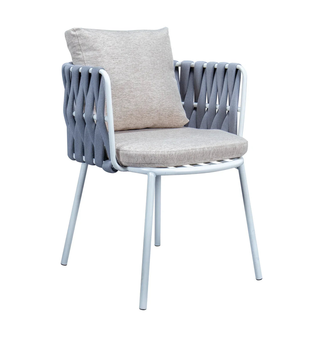 Anchor Outdoor Patio Seating Set 4 Chairs and 1 Table Set (Silver) Braided & Rope