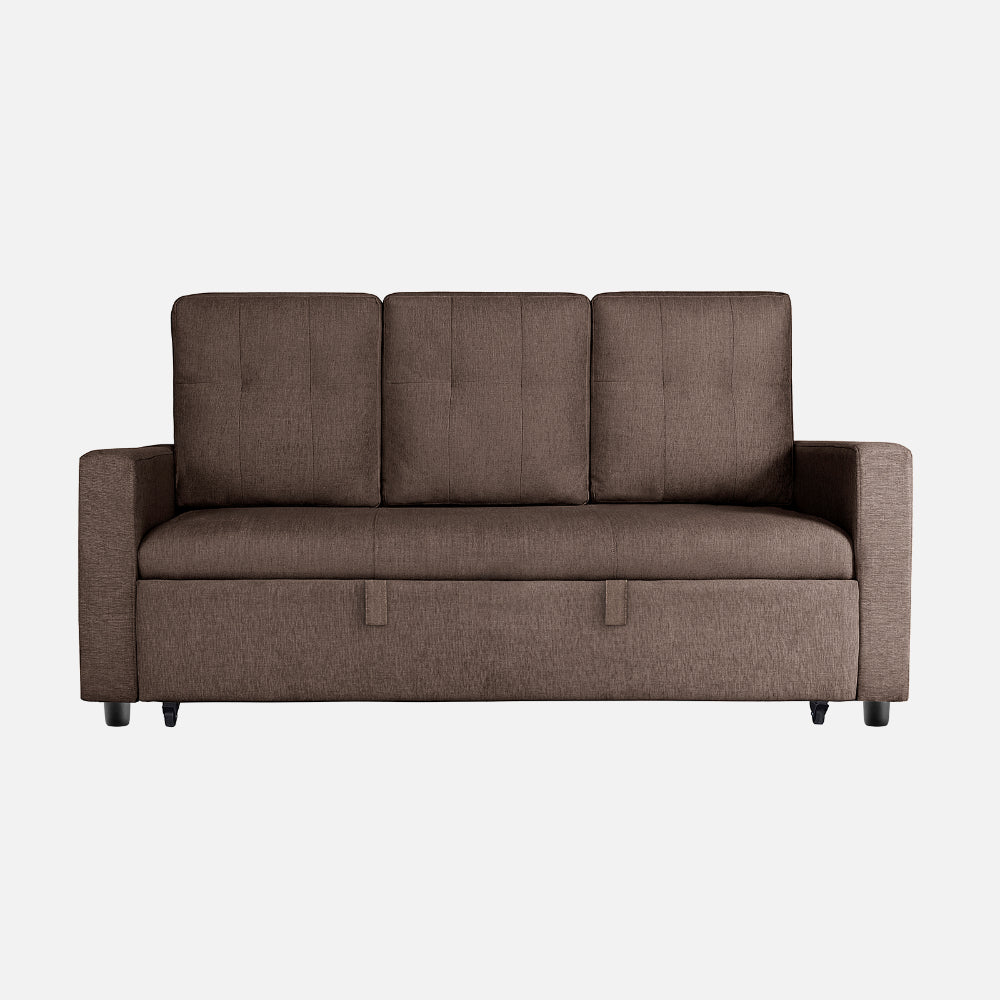 Yeremey Saddle Brown Fabric Sofa cum Bed
