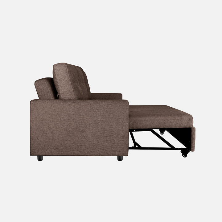 Yeremey Saddle Brown Fabric Sofa cum Bed