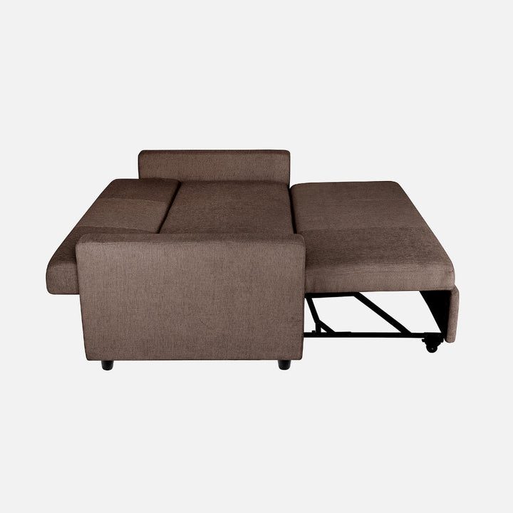 Yeremey Saddle Brown Fabric Sofa cum Bed