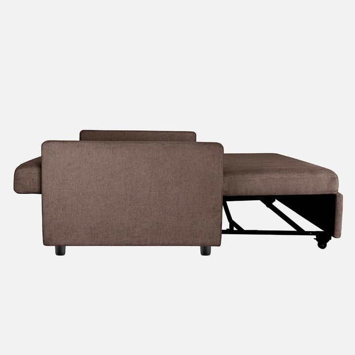 Yeremey Saddle Brown Fabric Sofa cum Bed