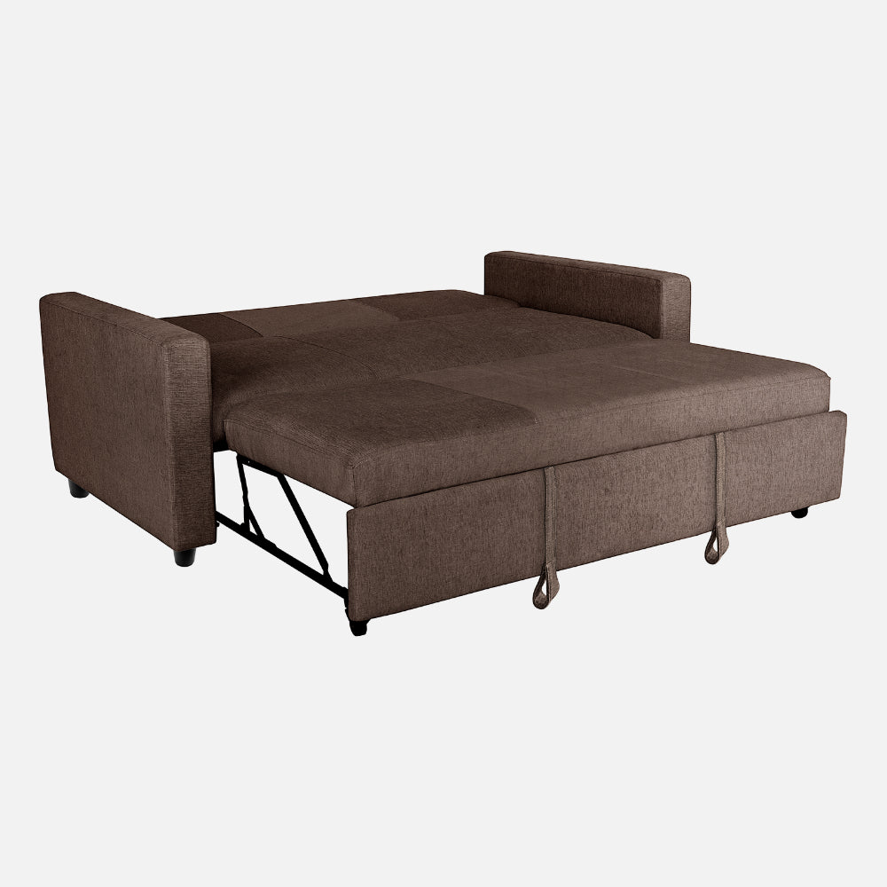 Yeremey Saddle Brown Fabric Sofa cum Bed