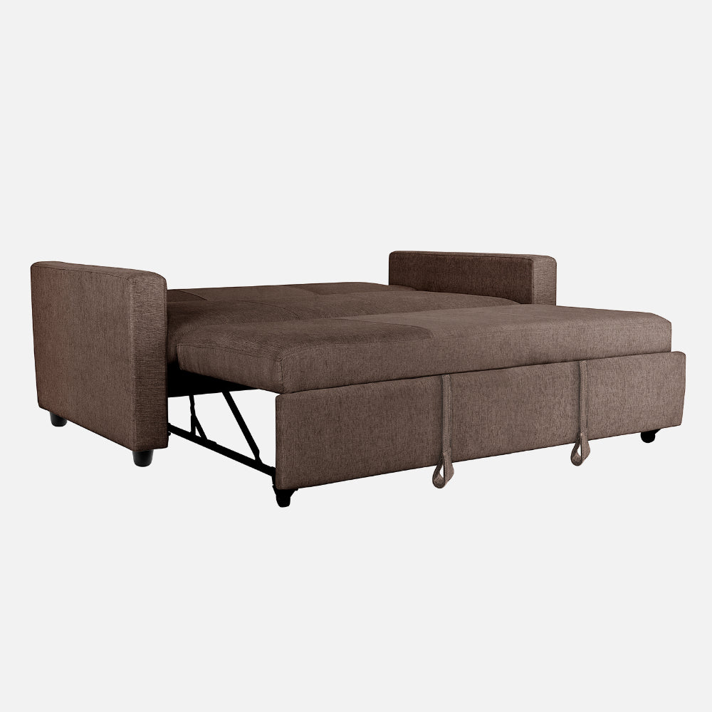 Yeremey Saddle Brown Fabric Sofa cum Bed