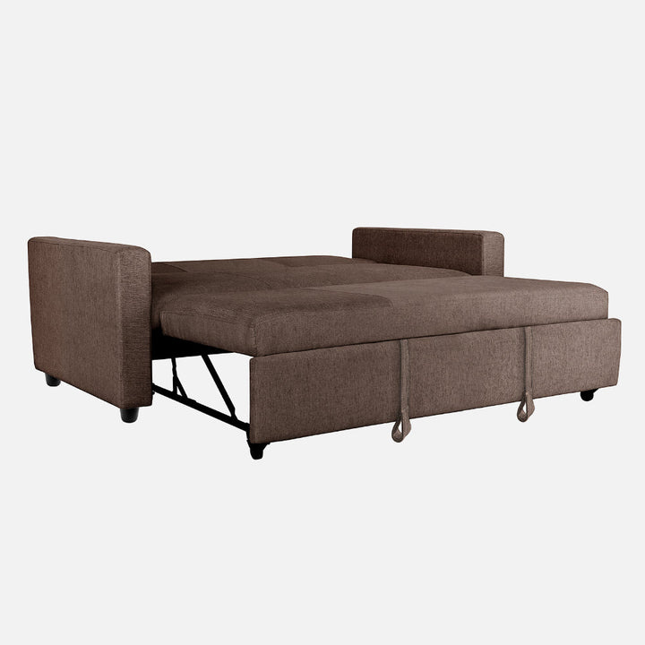 Yeremey Saddle Brown Fabric Sofa cum Bed