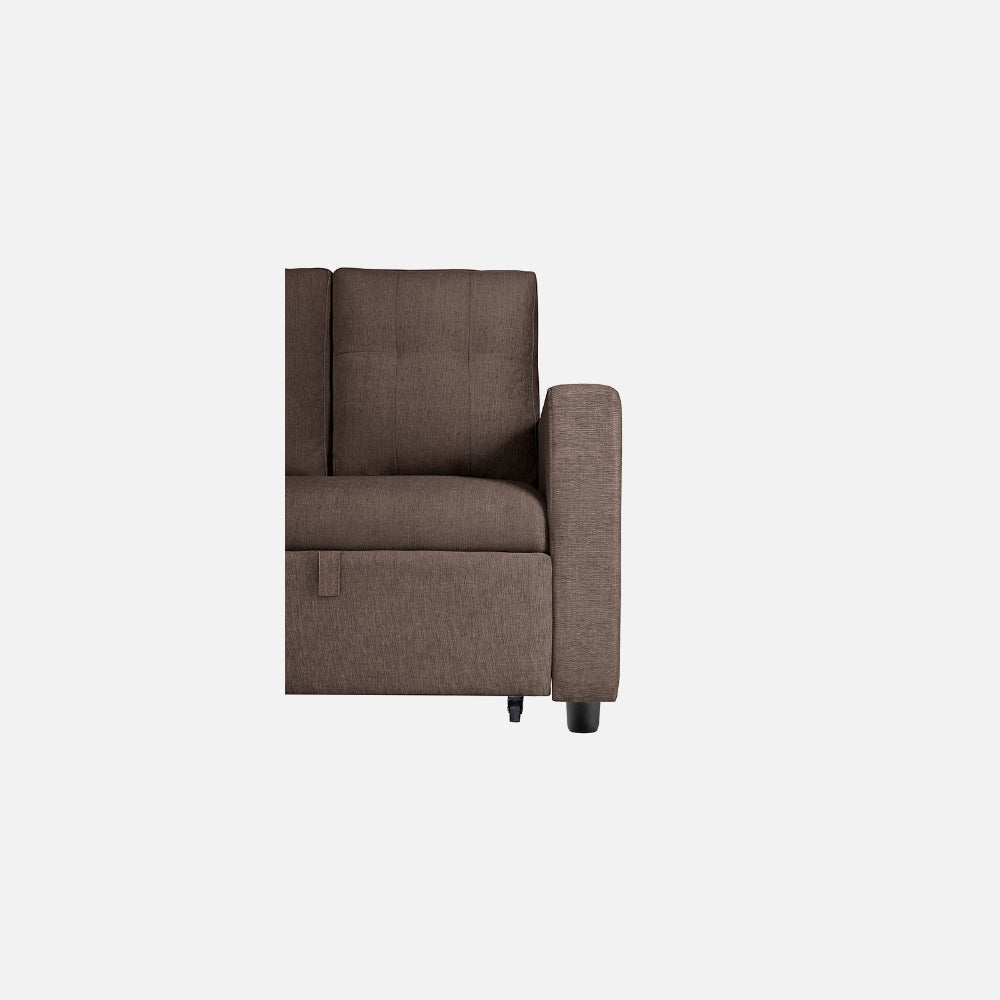 Yeremey Saddle Brown Fabric Sofa cum Bed