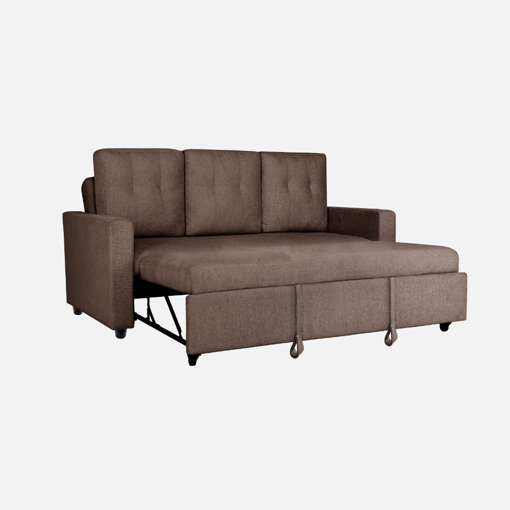 Yeremey Saddle Brown Fabric Sofa cum Bed