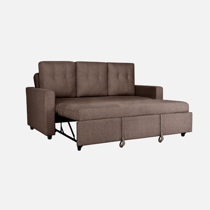 Yeremey Saddle Brown Fabric Sofa cum Bed