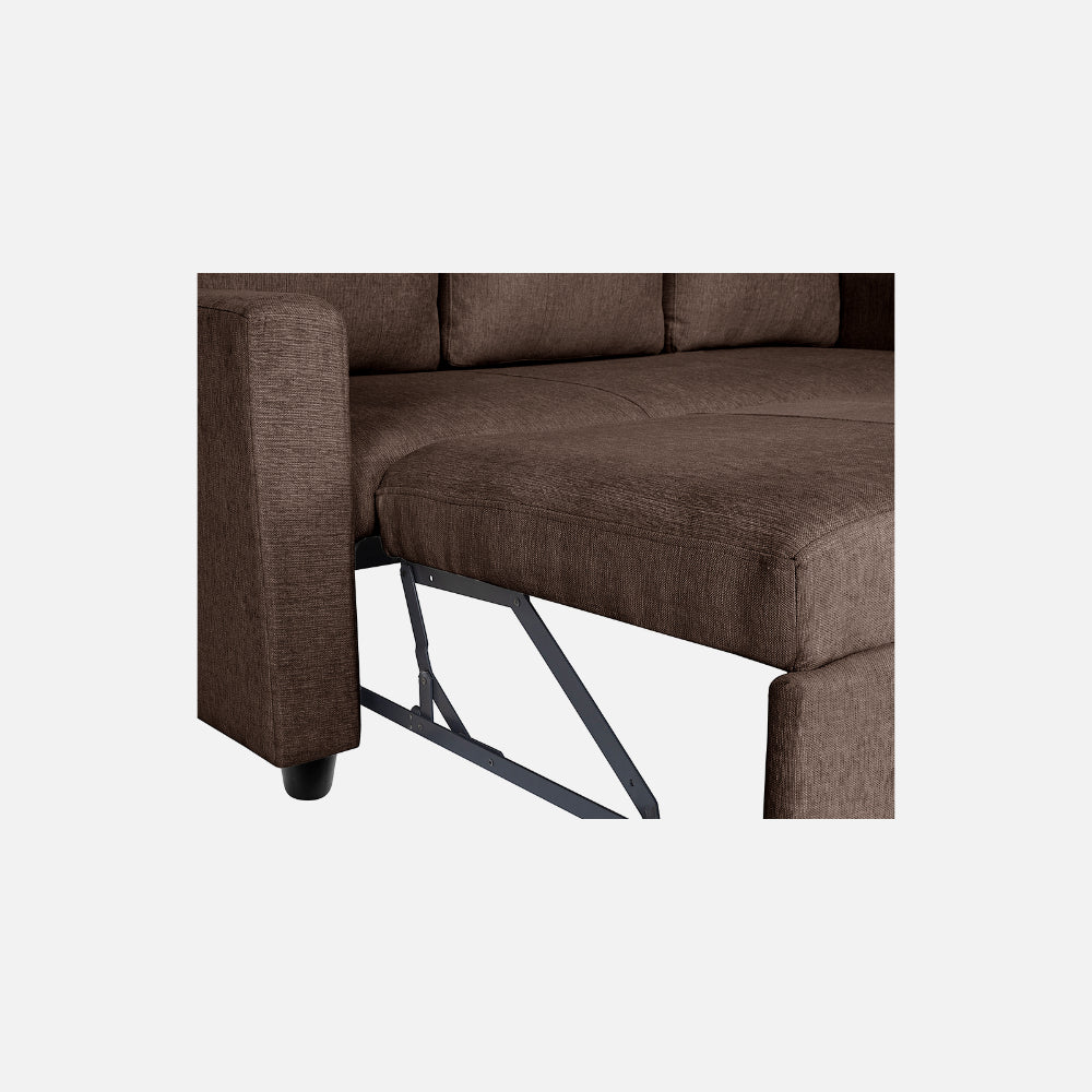 Yeremey Saddle Brown Fabric Sofa cum Bed
