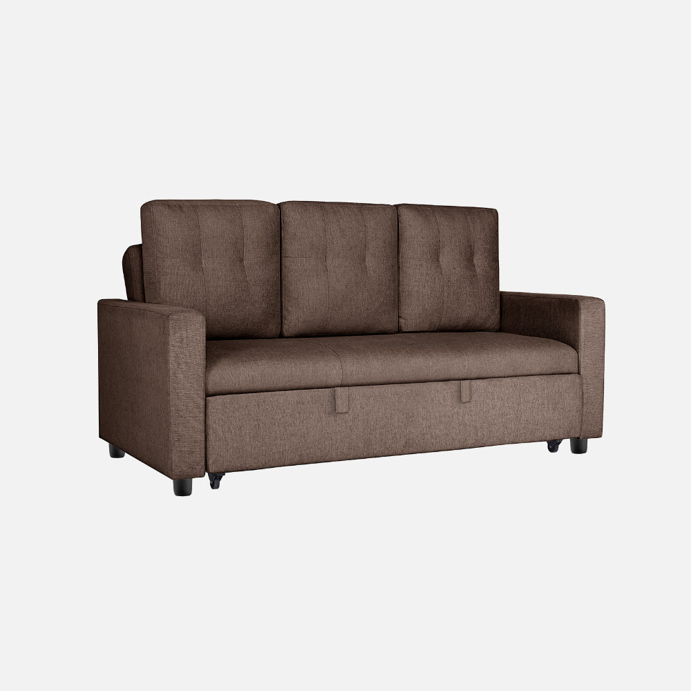 Yeremey Saddle Brown Fabric Sofa cum Bed