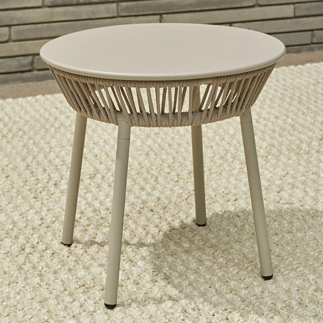 Chimp Outdoor Patio Seating Set 2 Chairs and 1 Table Set (Cream) Braided & Rope