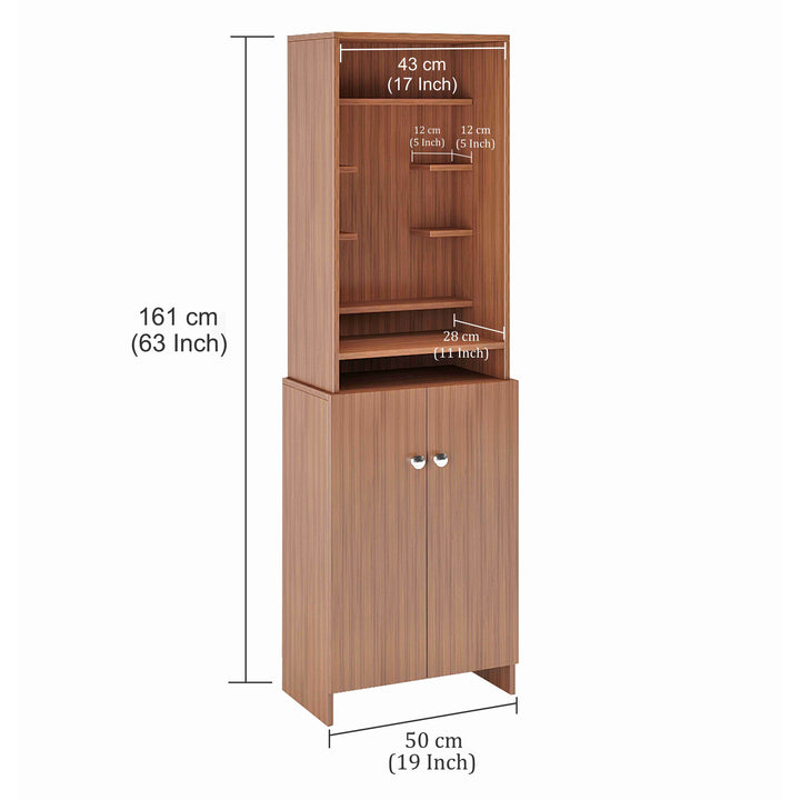 Aanya Pooja Mandir for Home, Modern Temple for Home & Office, Prayer Cabinet Puja Stand Shelf in Exotic Teak Finish