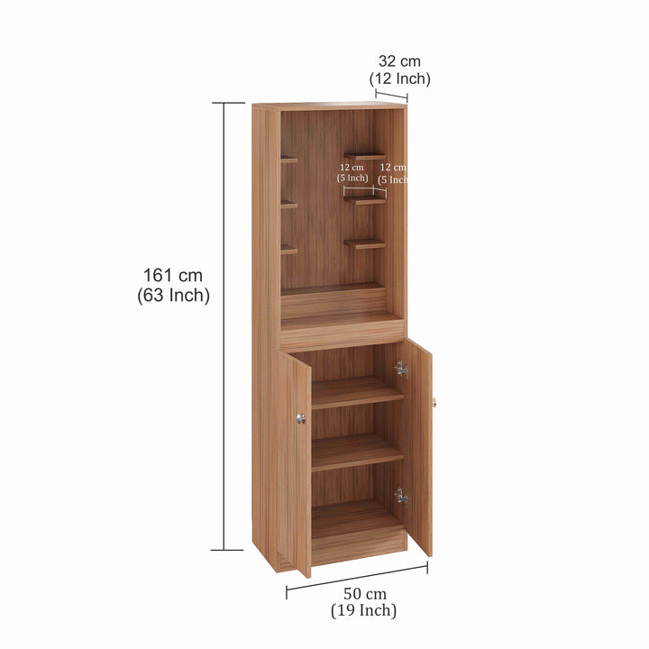 Tanya Pooja Mandir for Home, Modern Temple for Home & Office, Prayer Cabinet Puja Stand Shelf in Exotic Teak Finish