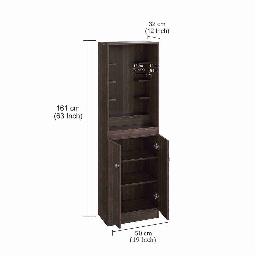 Riya Pooja Mandir for Home, Modern Temple for Home & Office, Prayer Cabinet Puja Stand Shelf in Wenge Finish