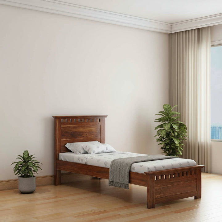Dorotea Solid Sheesham Wood Single Bed Without Storage (Natural Finish)