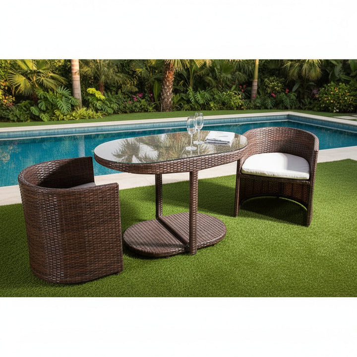 Dotcal Outdoor Patio Seating Set 2 Chairs and 1 Table Set (Brown)