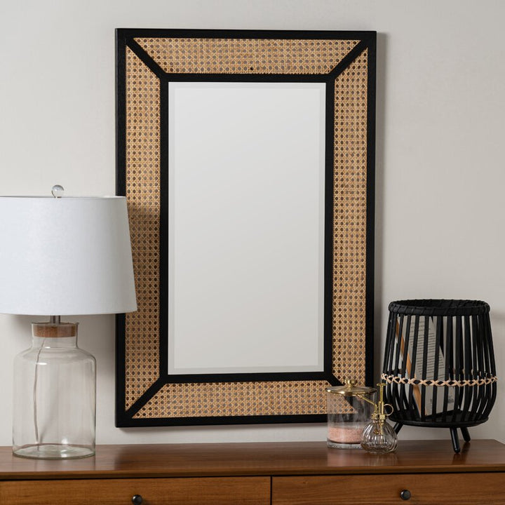 Alla Rattan Mirror in Solid Wood Mirror