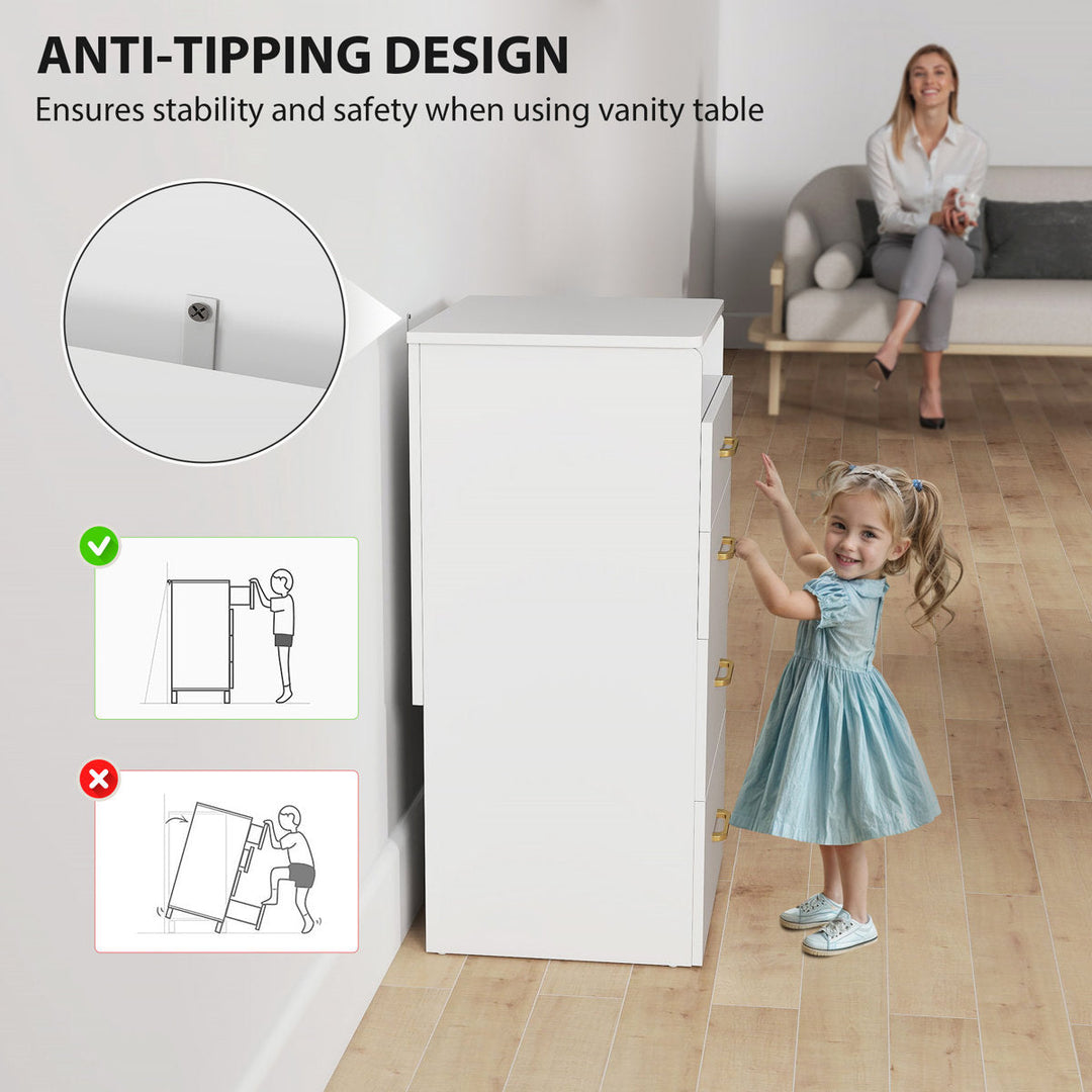 OmkarWood Premium Space-Saving Dressing Unit with Mirror & Storage Stool