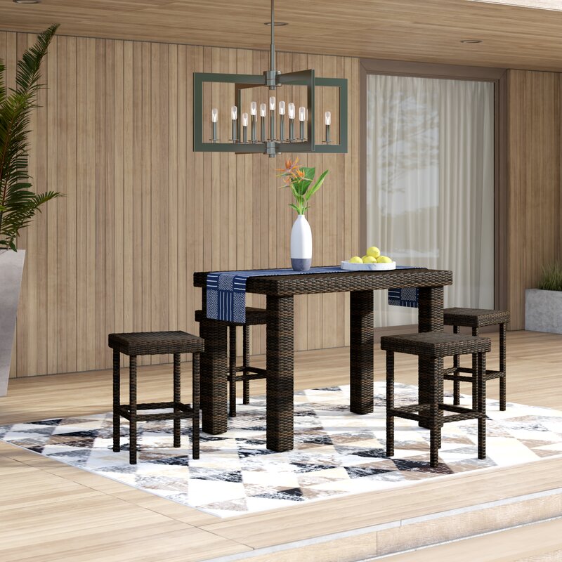 Ferri Outdoor Patio Bar Sets 4 Stools and 1 Table (Brown)