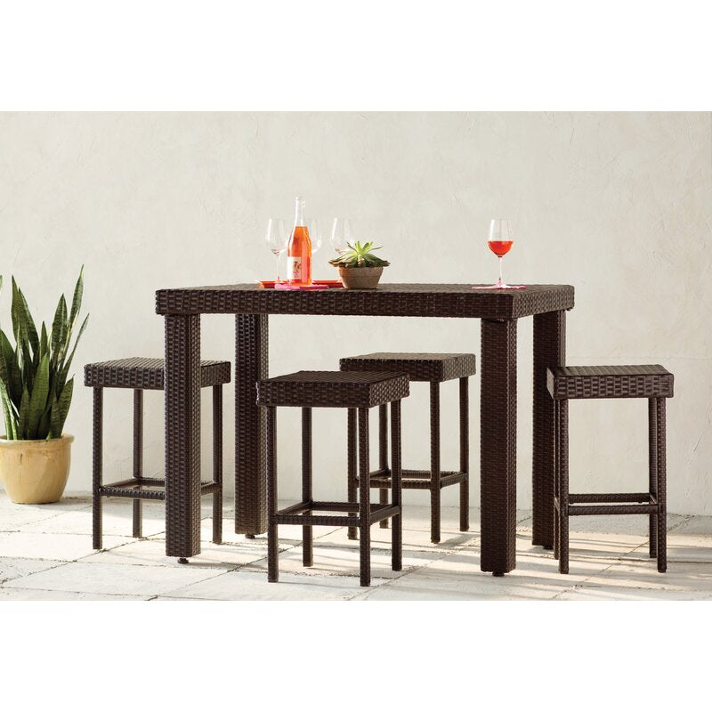 Ferri Outdoor Patio Bar Sets 4 Stools and 1 Table (Brown)