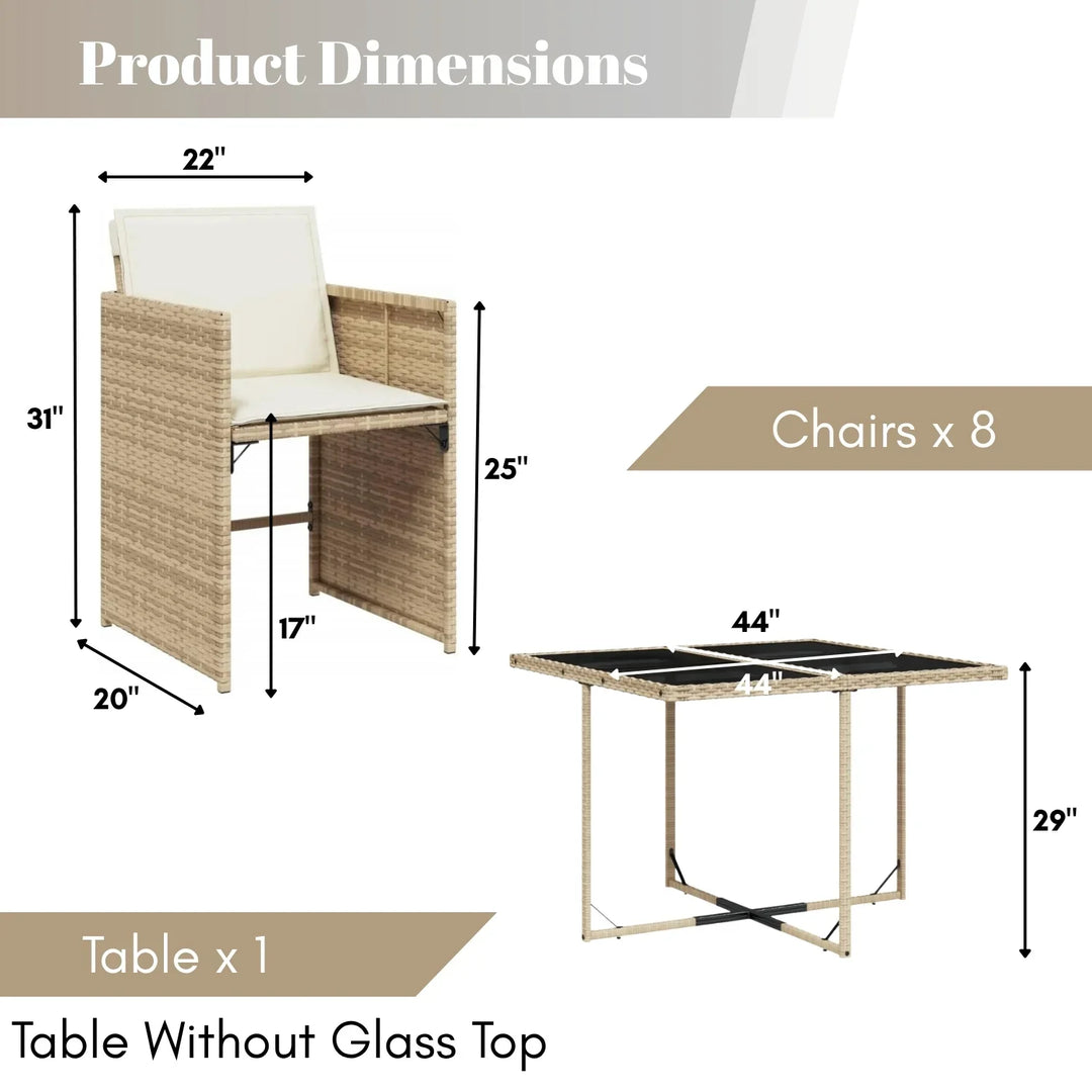 Sigrid Outdoor Rattan Wicker Dinning Set 9-Piece