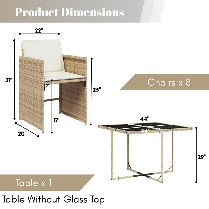 Sigrid Outdoor Rattan Wicker Dinning Set 9-Piece