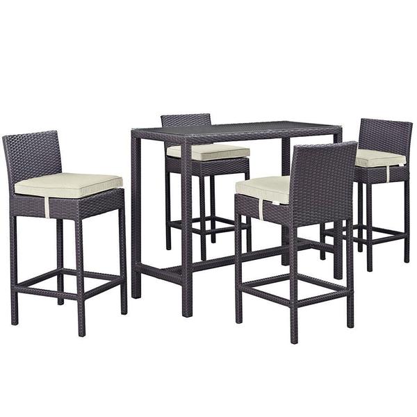 Mazzi Outdoor Patio Bar Sets 4 Chairs and 1 Table (Brown)