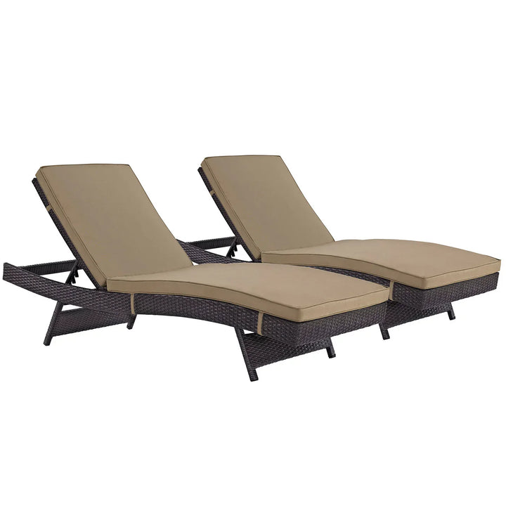 Evita Outdoor Swimming Poolside Lounger Set of 2  (Brown)