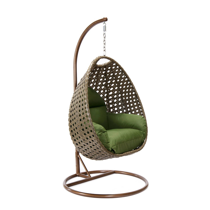 Marcello Single Seater Hanging Swing With Stand For Balcony , Garden (Brown)