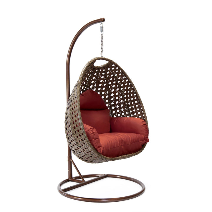 Marcello Single Seater Hanging Swing With Stand For Balcony , Garden (Brown)