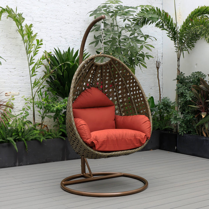 Marcello Single Seater Hanging Swing With Stand For Balcony , Garden (Brown)