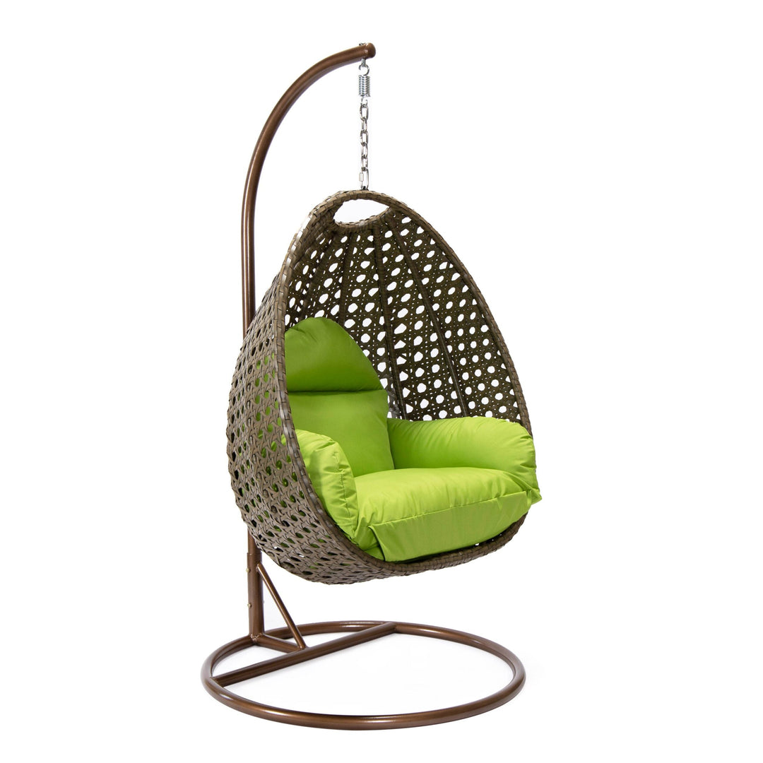Marcello Single Seater Hanging Swing With Stand For Balcony , Garden (Brown)