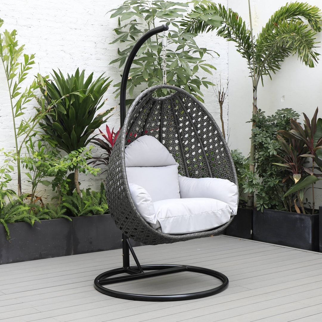 Doriano Single Seater Hanging Swing With Stand For Balcony , Garden (Drak Grey)