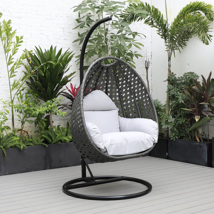 Doriano Single Seater Hanging Swing With Stand For Balcony , Garden (Drak Grey)