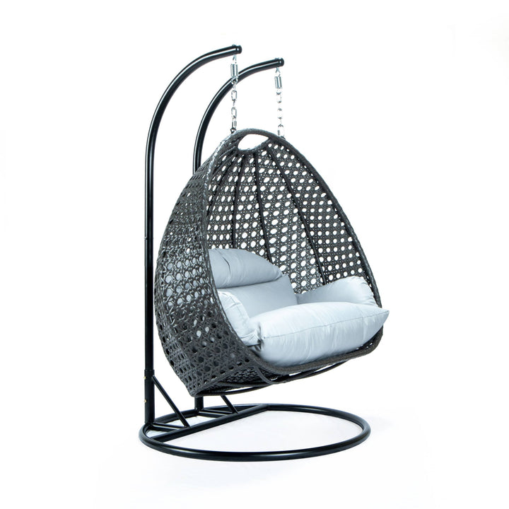Paccio Double Seater Hanging Swing With Stand For Balcony , Garden Swing (Dark Grey)