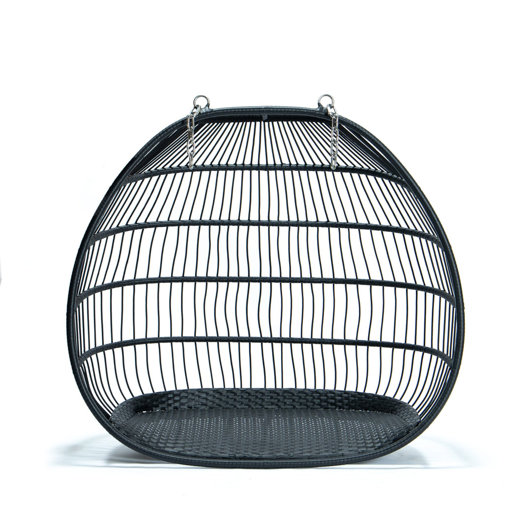 Tonia Double Seater Hanging Swing With Stand For Balcony , Garden Swing (Black) Braided and Rope