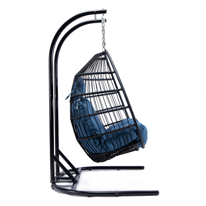 Tonia Double Seater Hanging Swing With Stand For Balcony , Garden Swing (Black) Braided and Rope