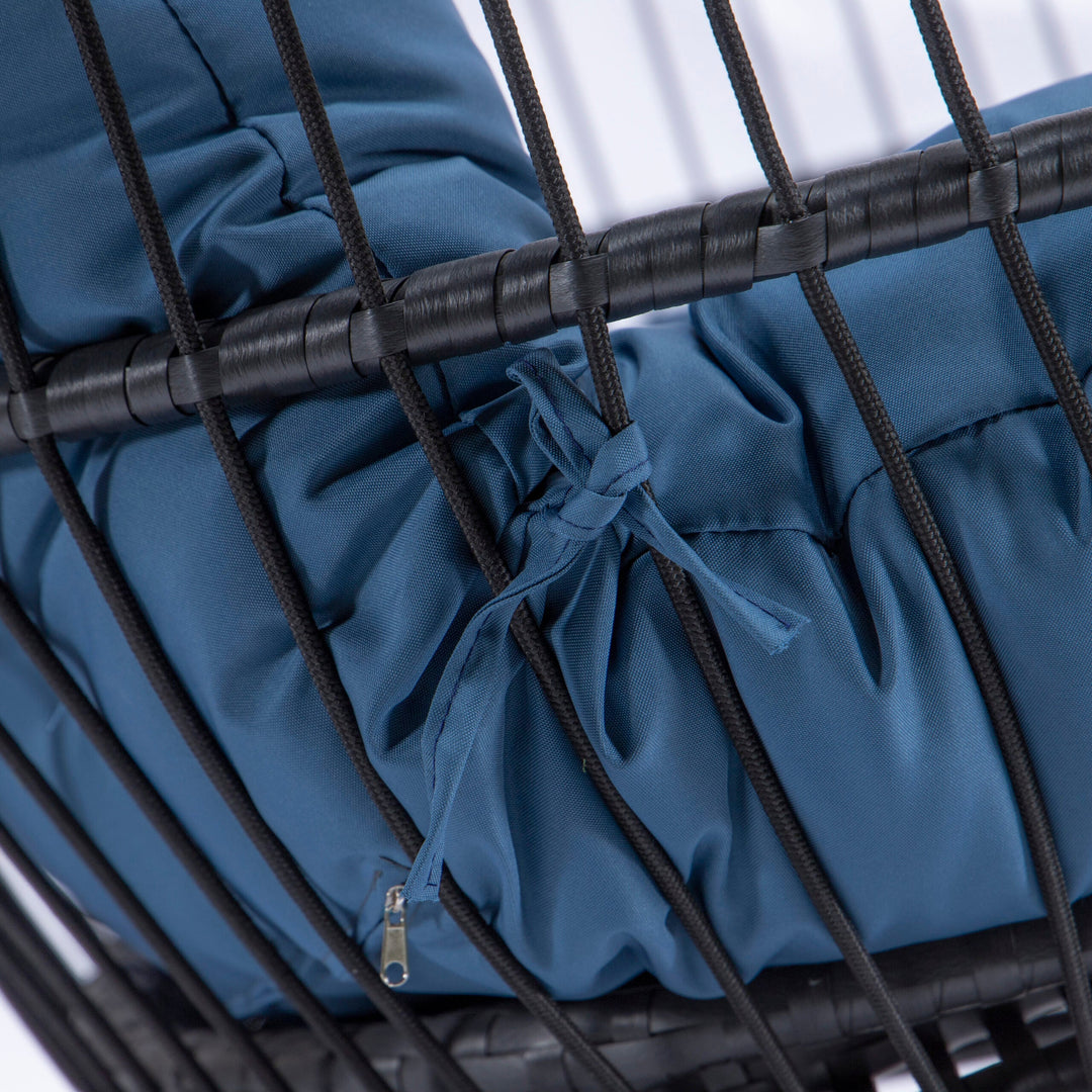 Tonia Double Seater Hanging Swing With Stand For Balcony , Garden Swing (Black) Braided and Rope