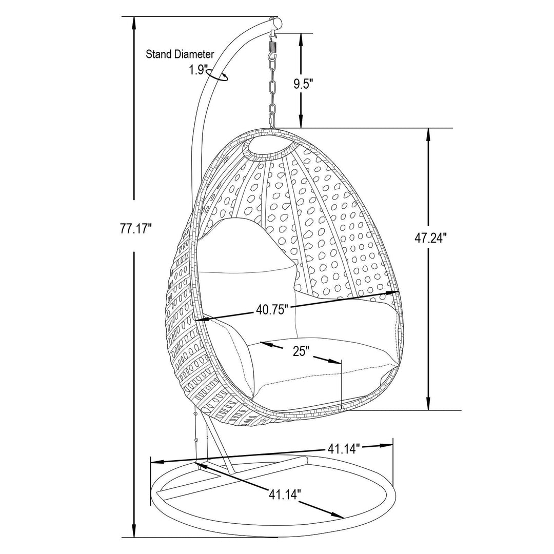 Marcello Single Seater Hanging Swing With Stand For Balcony , Garden (Brown)