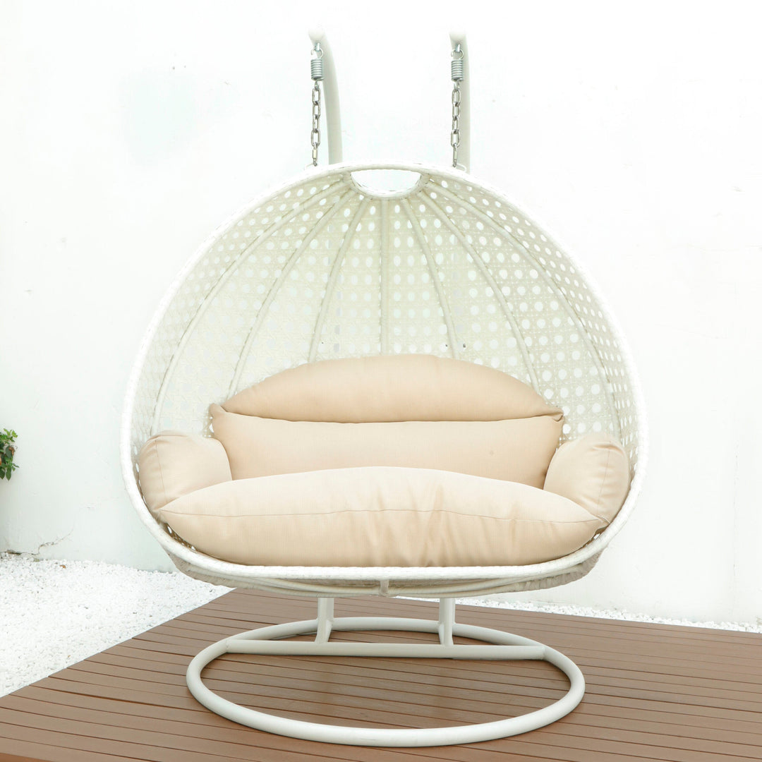 Strinati Double Seater Hanging Swing With Stand For Balcony , Garden Swing (White)