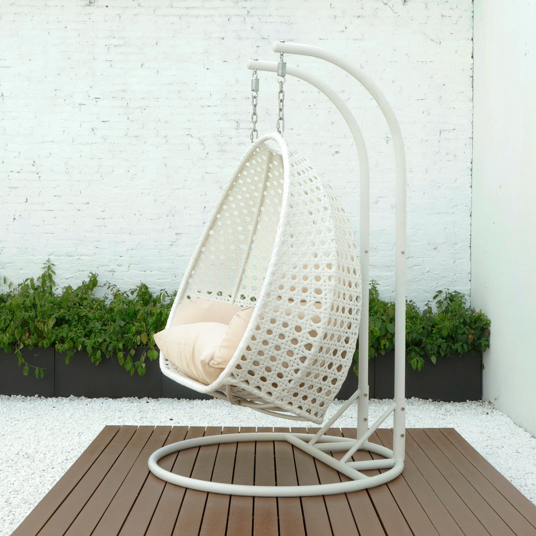 Strinati Double Seater Hanging Swing With Stand For Balcony , Garden Swing (White)